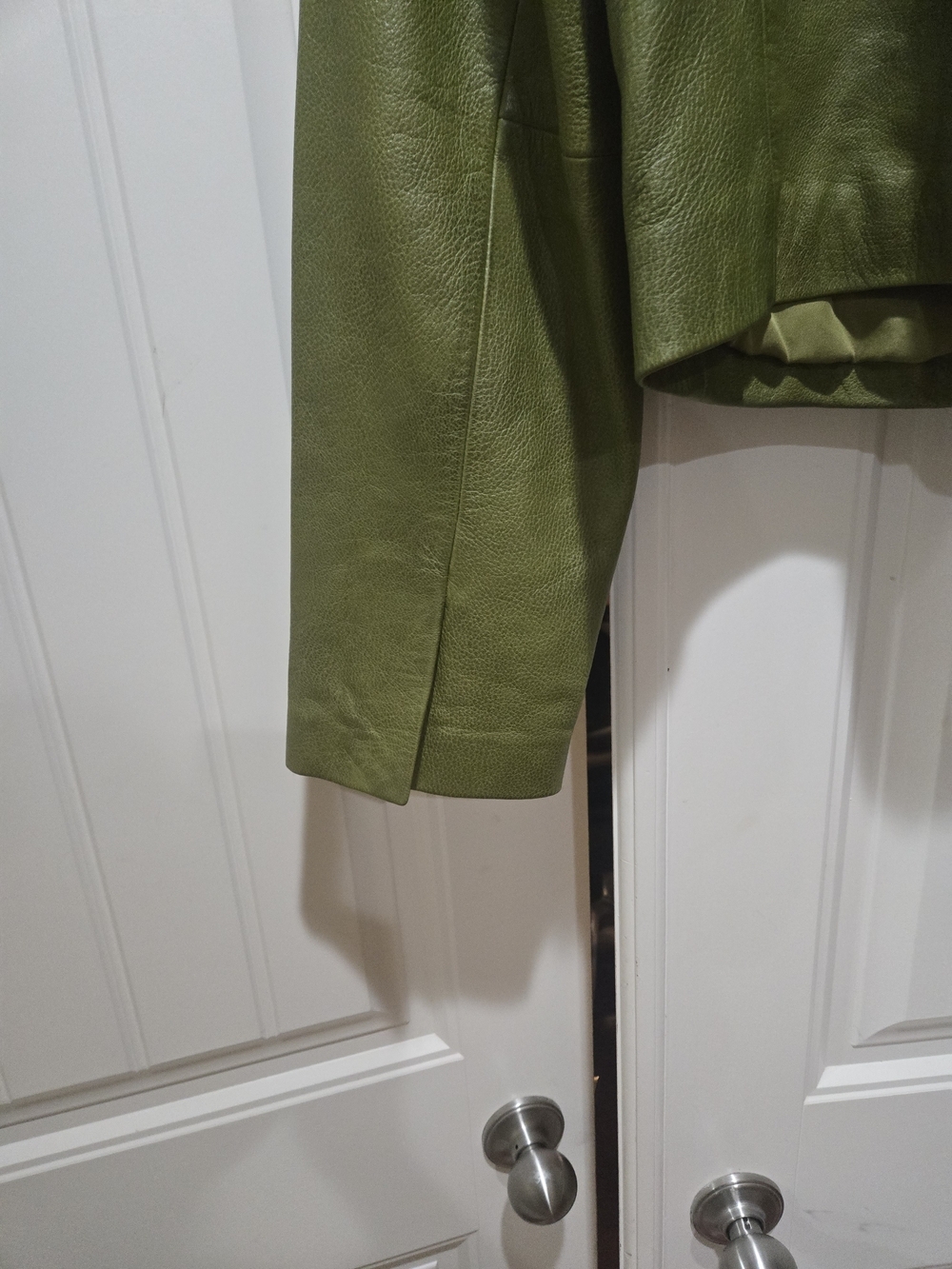 Zara Olive Green Genuine Leather Button-Front Jacket With Pockets Size XL NWOT - Picture 8 of 12